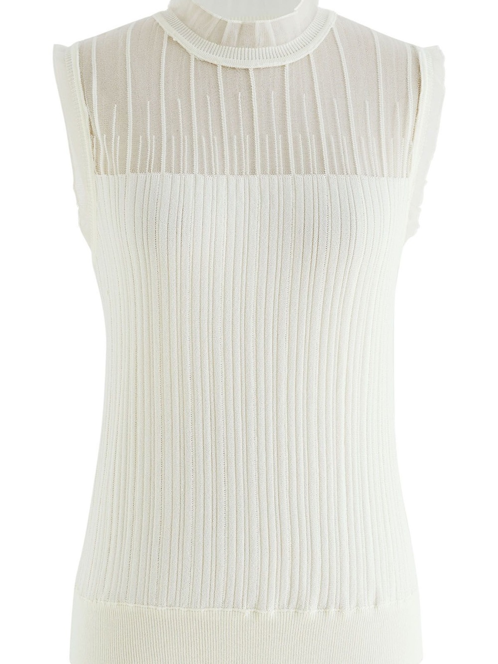 ChicWish Sleeveless Ivory Ruffle Collar Sweater New Size Medium